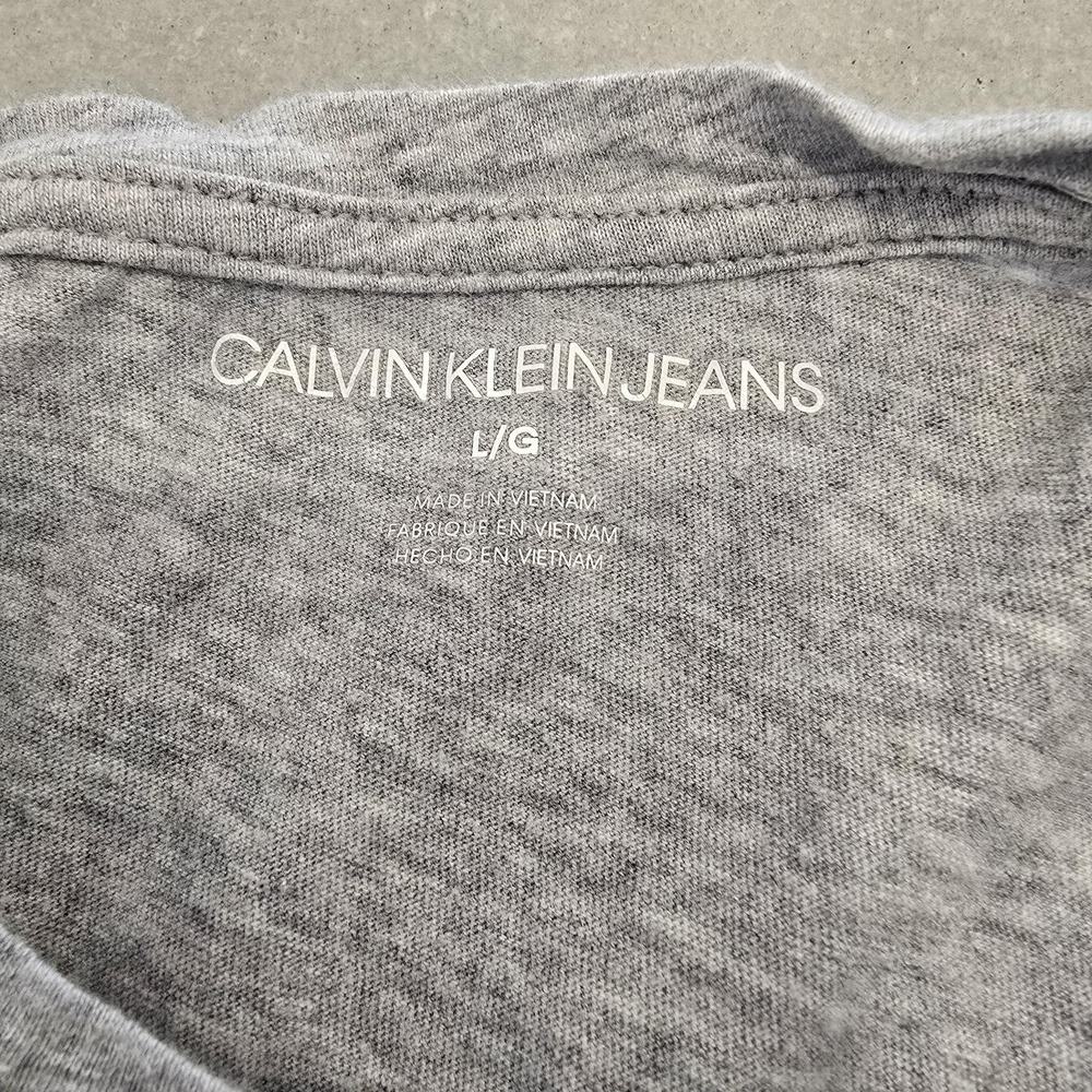 Calvin Klein Jeans Shirt Womens Large Gray CK Logo Short Sleeve Cotton Modal - Picture 4 of 9